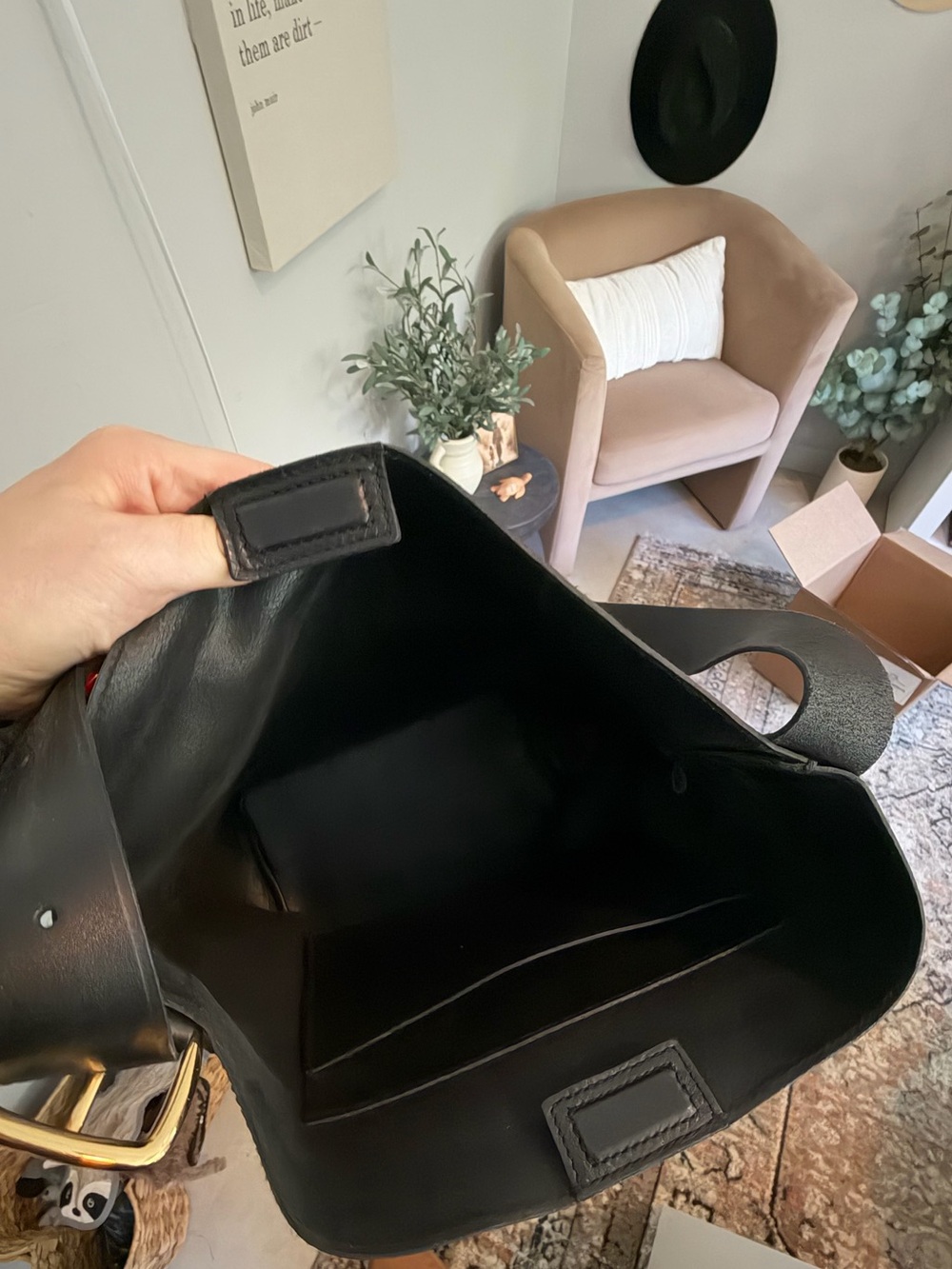 madewell black leather shoulder bucket bag - Picture 4 of 4